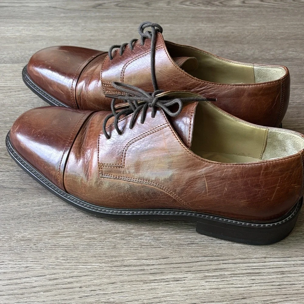 Johnston & Murphy Brown Leather Lace Up Dress Shoe Oxford 👞